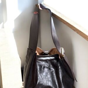 Zara Chocolate Brown Leather Tote